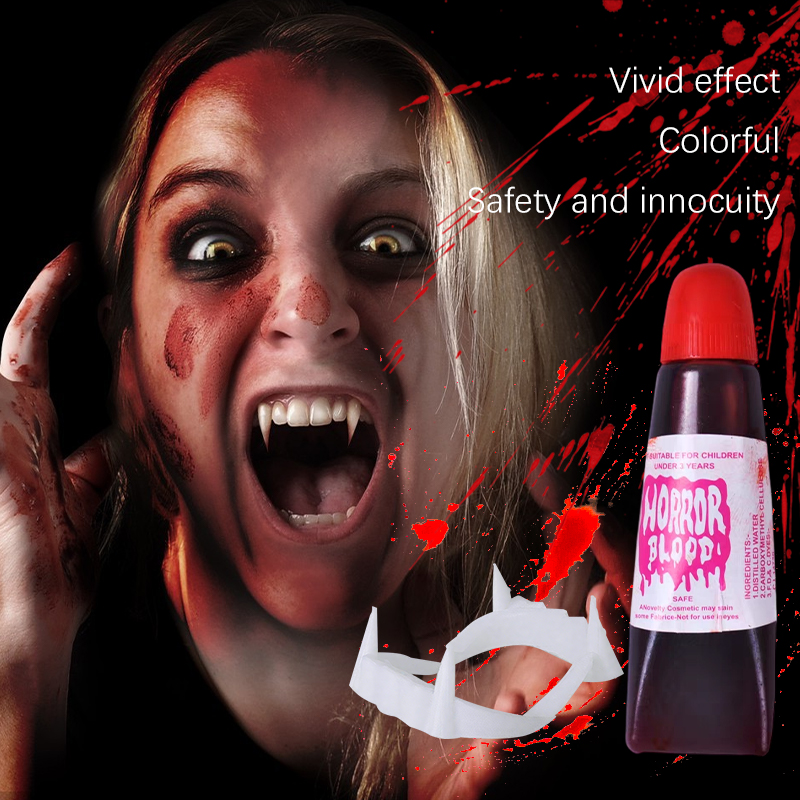 Cosplay Prop Paint - Halloween-Vampir-Zahnprothesen-Set aus Kunstplasma, realistische weiße Kunststoff-Silikon-Zähne,