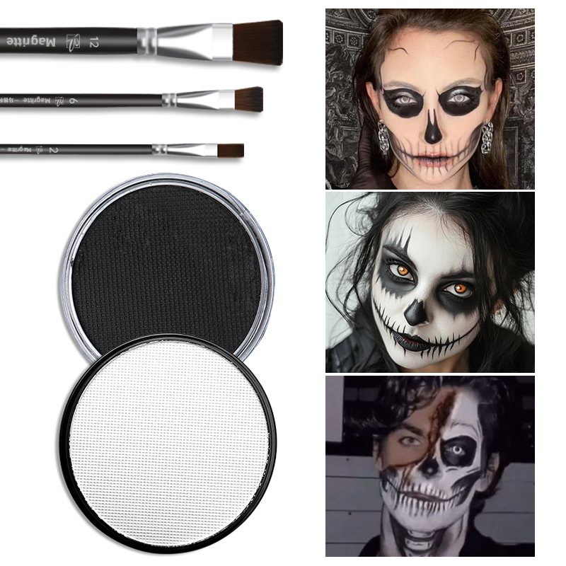 Cosplay Prop Paint - 5-teiliges schwarz- und clownweißes 30-g-Farbset mit