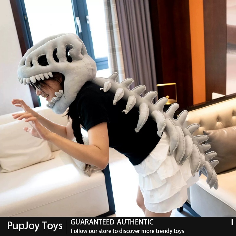 Cosplay Fire Prop - Generisches Dinosaurier-Skelett-Plüsch-Kostüm-Set, lustige Cosplay-Kopfbedeckung für Erwachsene,
